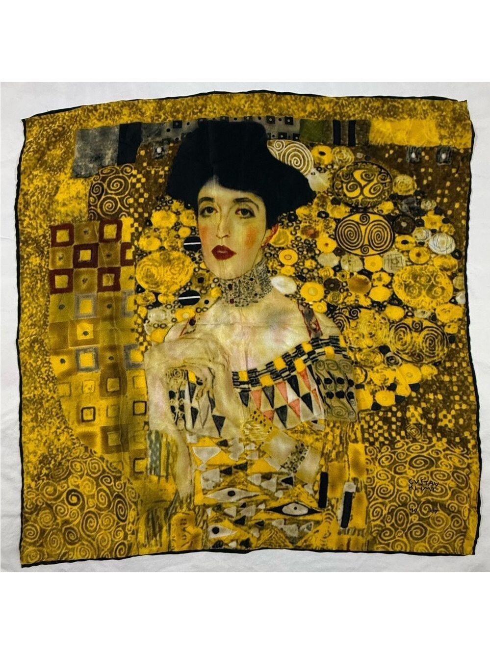 Gustav Klimt 1907 Adele Bloch-Bauer Art Print Scarf Gold Portrait Square 20”